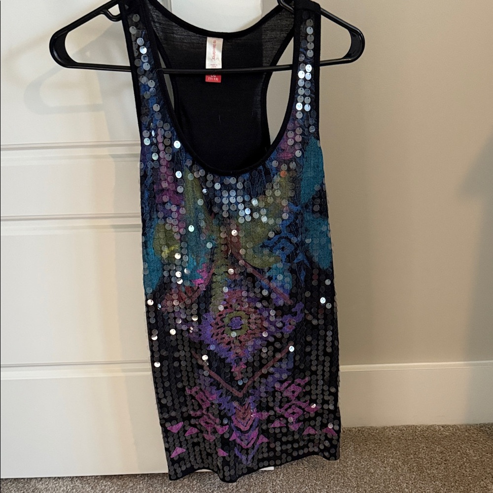 No Boundaries Black and Vibrant Sequin Tank Top
